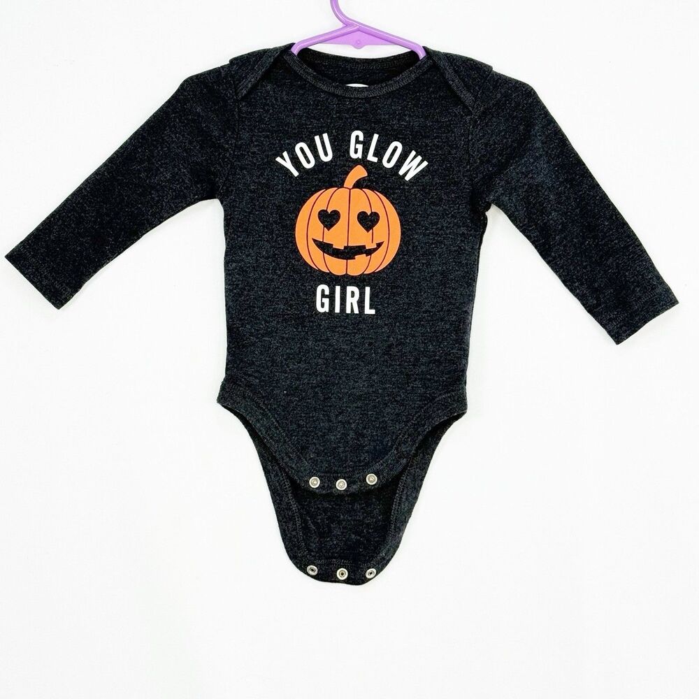 Old Navy Baby Girls 6-12 MONTH Long Sleeve Fall HALLOWEEN Bodysuit  Gray